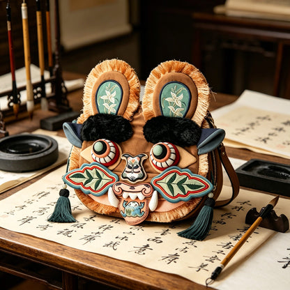 Chinese folk art intangible cultural heritage tiger head crossbody bag